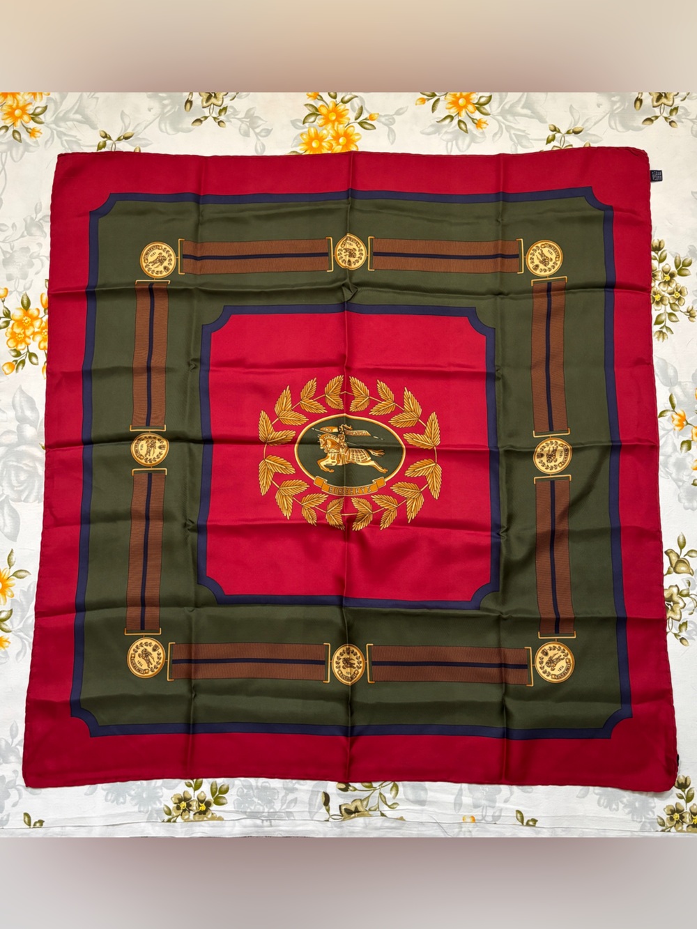 Burberrys Vintage Silk Equestrian Scarf